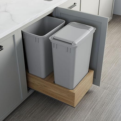 Dowell Double 50Qt Undermount Trash Pull-Out Waste Container with Full Extension Soft-Close Slides, Bottom Mounted, Face Frame/Frameless Min. Cabinet Opening: 15-1/2 Inch Wide-4008 0218 50
