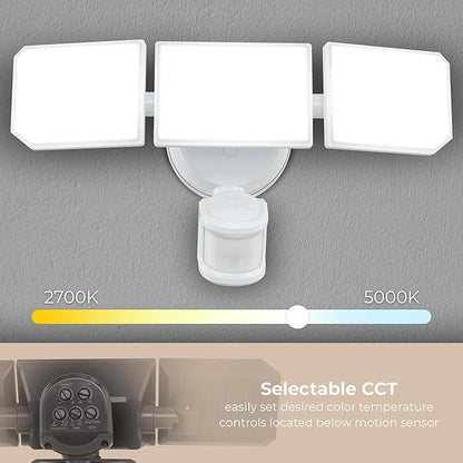 Guardian Flood and Security Wall Light with 3 Lights 3,400 Lumens 30 Watts and Programmable Motion and Photo Sensor in White