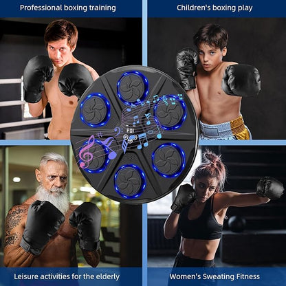 Music Boxing Machine for Adults, Wall Target Punching Workout with Boxing Gloves, Bluetooth Smart Boxing Training Machine Suitable for Home,Office,Gym, 12 Modes & 12 Speeds