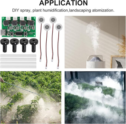 2Sets Type-C USB Humidifier Module DIY Kits Mist 4 Way Fogger Atomization Driver Circuit Board Type-C Spray Module