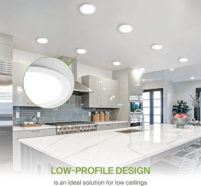 ASD 1 Pack 8 Inch LED Recessed Light 20W, 5 CCT 2700K-5000K CRI90+, IC Rated Ultra Thin Dimmable Ceiling Lights with J Box, Canless Wafer Downlight, Round Slim Panel Lighting, UL Listed, White