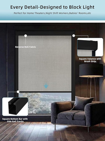 SmartWings Motorized Smart Blinds with Remote, Custom Automatic 100% Blackout Roller Shade Compatible with Alexa/Homekit/Google, Electric Smart Blinds for Indoor Windows, Vigor White