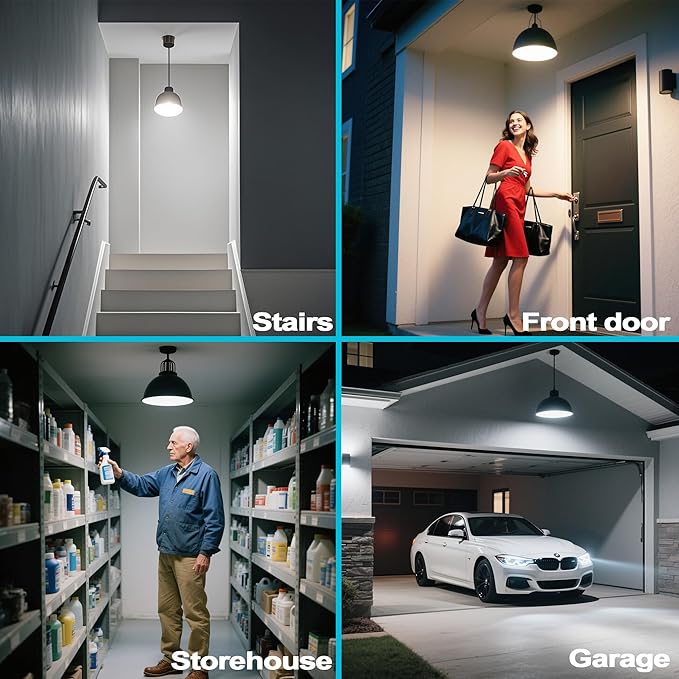 Pir Motion Sensor Light Bulbs – E26 A19 12W (100 Watt Equivalent), 5000K Daylight, Automatic On Off, Dusk to Dawn, Smart Indoor Outdoor LED for Garage, Porch, Closet, Stairway, Security (2 Pack)