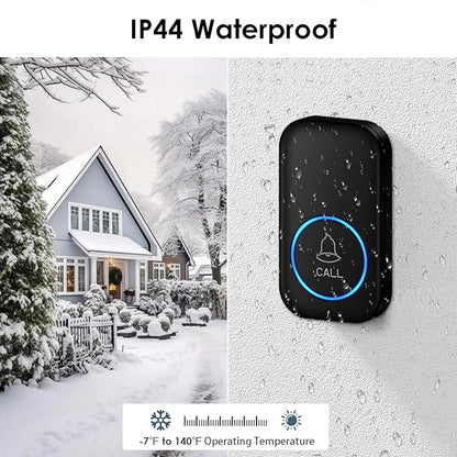 Caregiver Pager, FullHouse Wireless Call Button 1000+ Feet, SOS Alert Nurse Calling Elderly Fall Help System for Patient/Disabled Monitoring at Home, Waterproof (Black, 2 Button + 2 Receiver)