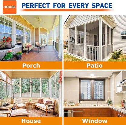 HOFUDON Window Screen Mesh, 59"x106" Fiberglass Screen Door Mesh, Window Screen Replacement, Patio Porch Screen Mesh Black