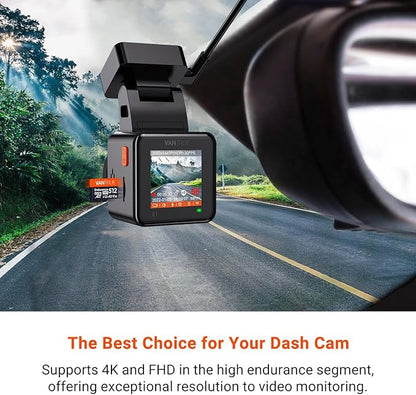 Vantrue 512GB microSDXC UHS-I U3 4K UHD Video High Speed Transfer Monitoring SD Card with Adapter for Dash Cams, Body Cams, Action Camera, Surveillance & Security Cams