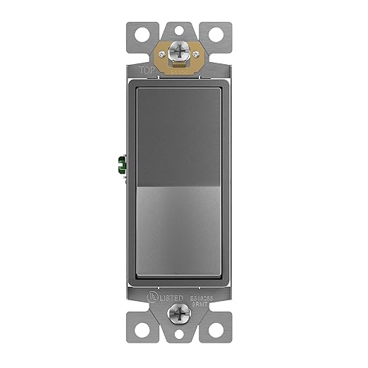 ENERLITES Elite Series Decorator Switch, Paddle Rocker Light Switch, Single Pole, 3 Wire, Grounding Screw, Residential Grade, 15A 120V, UL listed, 91150-SG, Space Gray