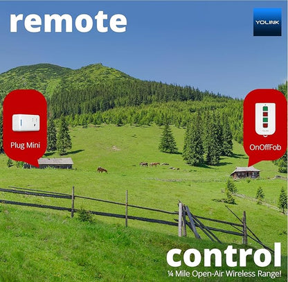 YoLink On/OffFob Programmable 2-Device/Group Smart Fob, LoRa Extreme Long (up to 1/4 Mile Open-air) Range for use with YoLink Smart Plugs, Light Switches, Plugs, Relays, Valves, Locks, etc.