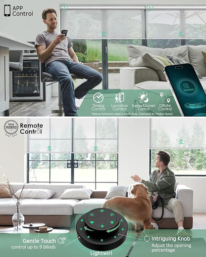 Yoolax Motorized Blinds with Remote, Sheer Smart Roller Shades Work with Alexa, Google, Apple Homekit, Custom Automatic Shades with Voice Control for Living Room (Airy White)