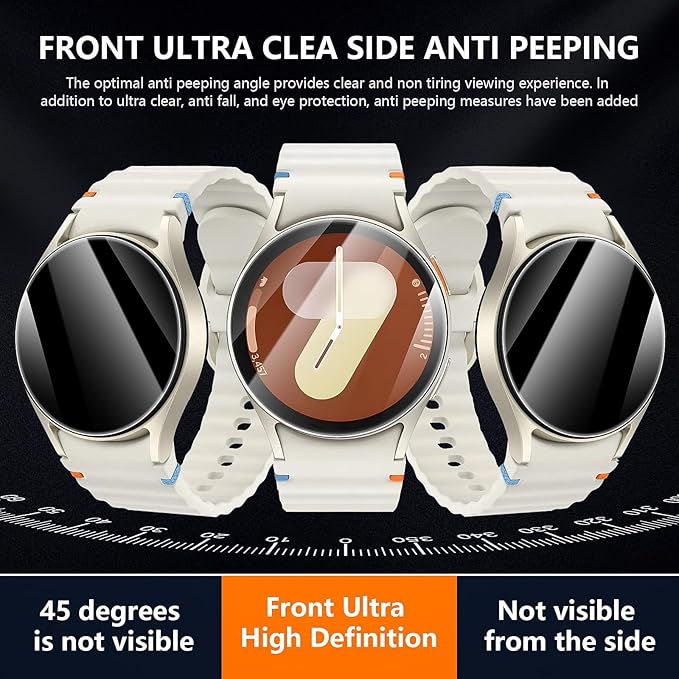 Suoman 4-Pack for Samsung Galaxy Watch 6/7/FE 40mm Privacy Screen Protector, [Anti-peeping] 9H Hardness Ultra-thin Tempered Glass Screen Protective Film