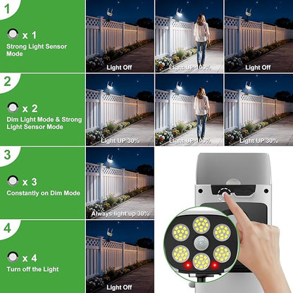 Tryme 2 Pack Fake Security Camera Solar Light with Flashing Red LED Clip-On Adjustable Dummy CCTV, 500 Lumen, 3 Modes & Motion Sensor for Porch, Yard, Garage (No Drill, Wireless)