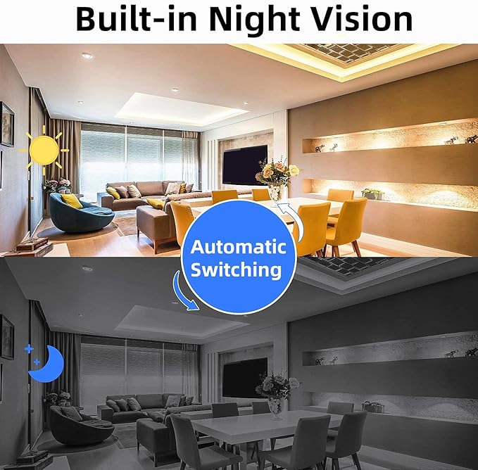 Smart Wireless WiFi Camera Smoke Detector Hidden Camera 1080P Video Indoor Security Camera for Pets, Home Wall Mount Night Vision, Live Viewing, Motion Detection, Android iOS Free App, Loop Filming
