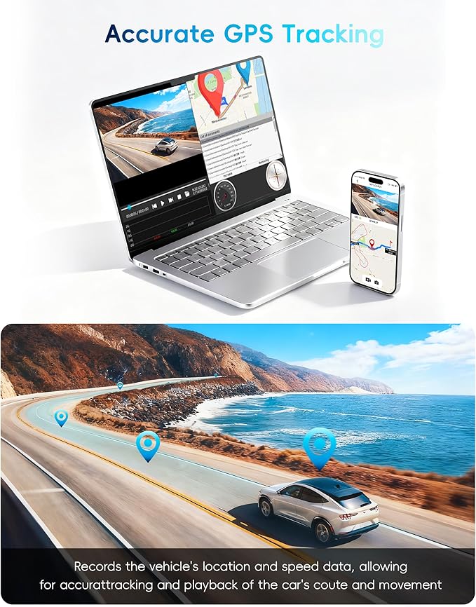 2026 12'' 4K Rear View Mirror Camera with STARVIS 2 Sensor,4K+2.5K Front and Rear Mirror Dash Cam+1080P Inside Car Camera for Baby,WiFi,GPS,APP,Free 128G SD Card,Dash Camera for Cars Safety