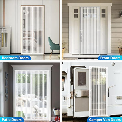 Heavy Duty Door Screen Magnetic Closure, LOVIGA Thickened Fiberglass Screen Door Mesh, Self Sealing, Tear Resistant, Easy Assemble, Fine Mesh Keep Bugs Out Fit Door Size 46 Inch X 79 Inch White