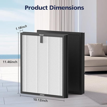 4-Pack HAP603 Replacement Filter Compatible With ECOSELF HAP603 & HAP603WF Air Purifier, 3-IN-1 Hepa Filter with Activated Carbon for Home Office, # RFHAP603, White