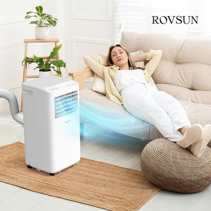 ROVSUN WiFi Enabled Smart 10000 BTU Portable Air Conditioner with Heat, 4-in-1 Cooler, Heater, Dehumidifier & Fan, Room Mobile AC Unit with Remote & APP Control, Rolling Wheels & Installation Kit