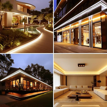 BENLUN AC 110V COB LED Strip Lights Outdoor Waterproof 65.6ft, 2700K Warm White Super Bright 200W CRI 90+ LED Rope Light, IP65 Flexible Cuttable, for Bedroom Garden Commercial House