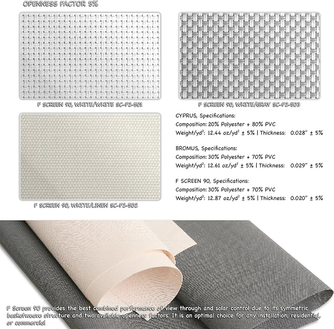 HILADUO Customized Solar Screen Roller Shade Blinds with Remote-Controlled Motorized Operation, Moderate Visibility Fabric, Made in The USA