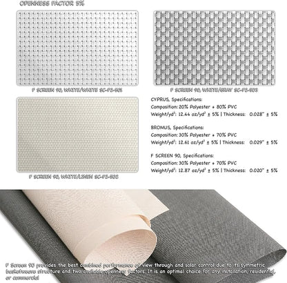HILADUO Customized Solar Screen Roller Shade Blinds with Remote-Controlled Motorized Operation, Moderate Visibility Fabric, Made in The USA
