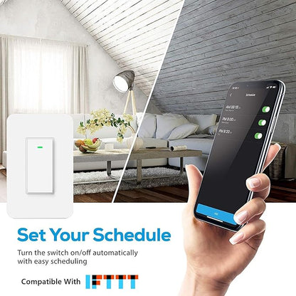 Nexete 3-Way Smart Wi-Fi Wall Light Switch Work with Amazon Alexa Google Assistant, Timing Function No Hub Required (3 Way Smart Switch 1- Pack)