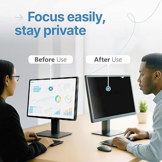 VINTEZ 32 Inch 16:9 Privacy Screen for Computer Monitor and Laptop - Anti Glare Protector Film Blue Light Filter Eye Protection - Computer Screen Privacy Shield, [1 Pack]