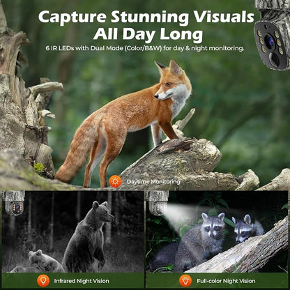 4G LTE Cellular Trail Camera, 2.5K 360° Live Feed with SIM Card Included