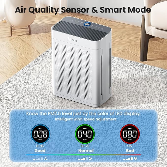 LUNINO Air Purifiers for Home Large Room up to 3000ft², HEPA Double-Sided Air Purifier with Washable Filter, Aromatherapy Function, Air Cleaner for Pets Hair, Bad Smell, Smoke, Dust, Pollen