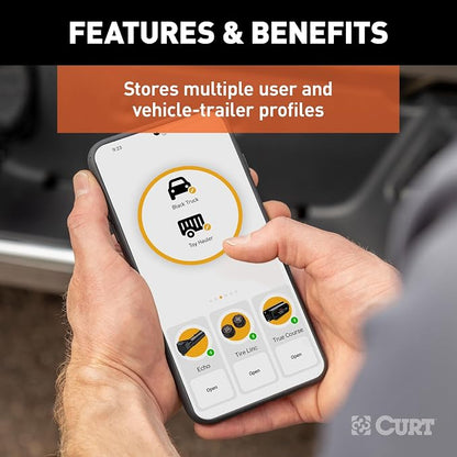 CURT 51180 Echo Wireless Trailer Brake Controller, Bluetooth Smartphone App, Mobile Electric Proportional Brake Controller, 7-Way RV Blade Plug, Portable, 1-2 Axles (Pack of 6)