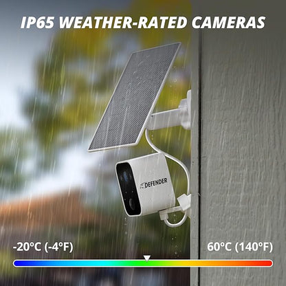Defender Solar Powered 4K/8MP AI Everwatch Wireless Outdoor Security Camera, Battery Powered, AI Tracking, Color Night Vision, Spotlight/Siren, IP66 Rated, Two-Way Talk, Works w/Empower App