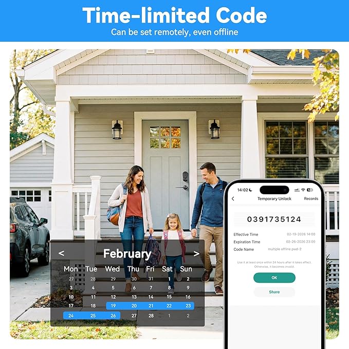 IRONZON Keyless Entry Door Lock - 350Y 5-in-1 Fingerprint Smart Locks for Front Door with Handle Set, Electronic Keypad Door Lock with Handle and Deadbolt - Black