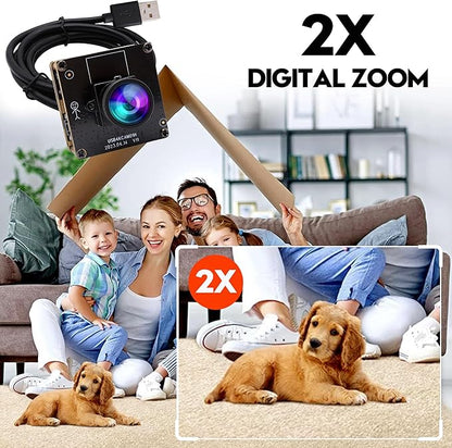 4K HDMI USB Camera Module Wide Angle Webcam for Computer 4K 30fps PC Camera Mini UVC USB2.0 Lightburn Camera for Laser Engraver 2X Digital Zoom USB Security Camera for Laptop Raspberry Pi