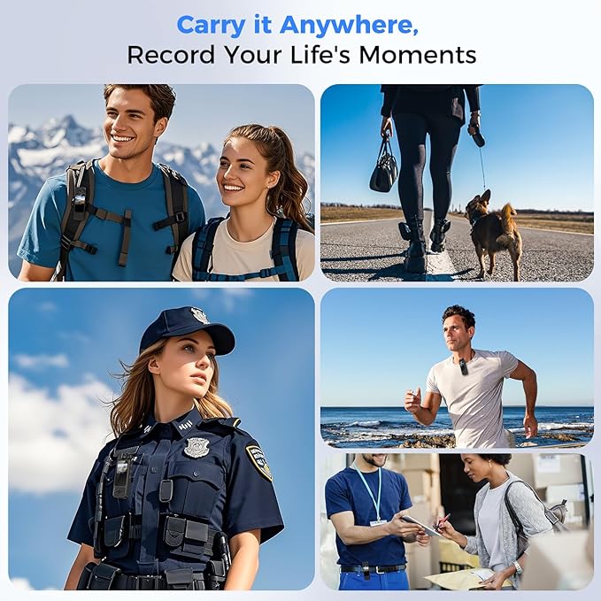 4K Body Camera with Audio and Video Recording: 128GB WiFi Body Cam with 180° Rotating Lens, Night Vision 7Hr Battery Bodycam, Wearable Pocket Camera Camcorder (128GB)