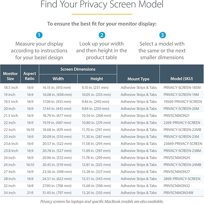 StarTech.com 19.5-inch 16:9 Computer Monitor Privacy Filter, Anti-Glare Privacy Screen w/51% Blue Light Reduction, Monitor Screen Protector w/+/- 30 Deg. Viewing Angle (19569-PRIVACY-SCREEN)