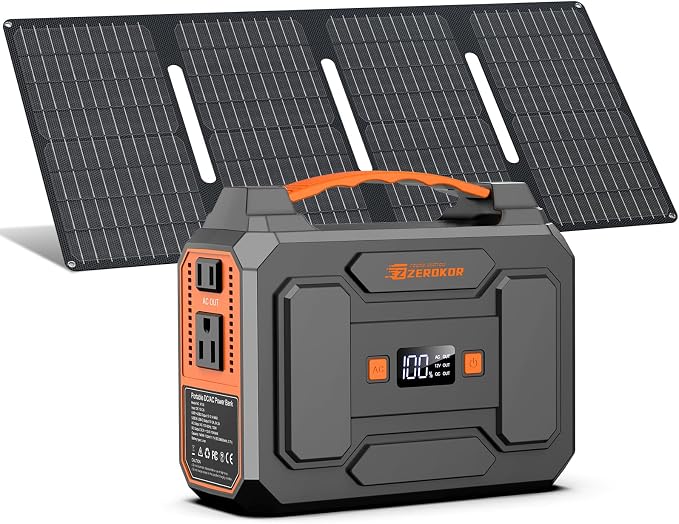 Portable Power Station with 40W Solar Panel, 100W Solar Powered Generator