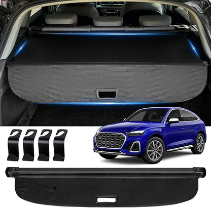 AUXKO Retractable Cargo Cover for Audi Q5 SQ5(Not for Sportback) 2026 2025(from Autumn), Trunk Cover Luggage Security Shade Cover for 2026 Q5 SQ5 Shielding Anti-Peeping Privacy Screen, Carbon Fiber