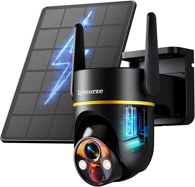 5G&2.4GHz 4MP Solar Security Camera Wireless Outdoor, 100% Wire-Free Home Security Camera w/ WiFi 6, Battery Powered Outdoor Camera, 360° PTZ, Color Night Vision, AI Motion Detection, IP65 Waterproof