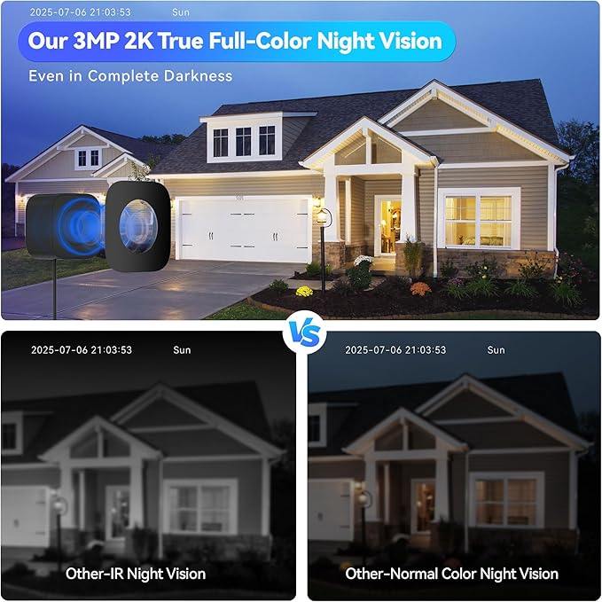 Magnetic Window Camera, Window Security Camera with Night Vision, 3MP 2K Indoor Camera for Home Security, OpenAI GPT Enabled, 24/7 Recording, Person/Vehicle Detection, Black