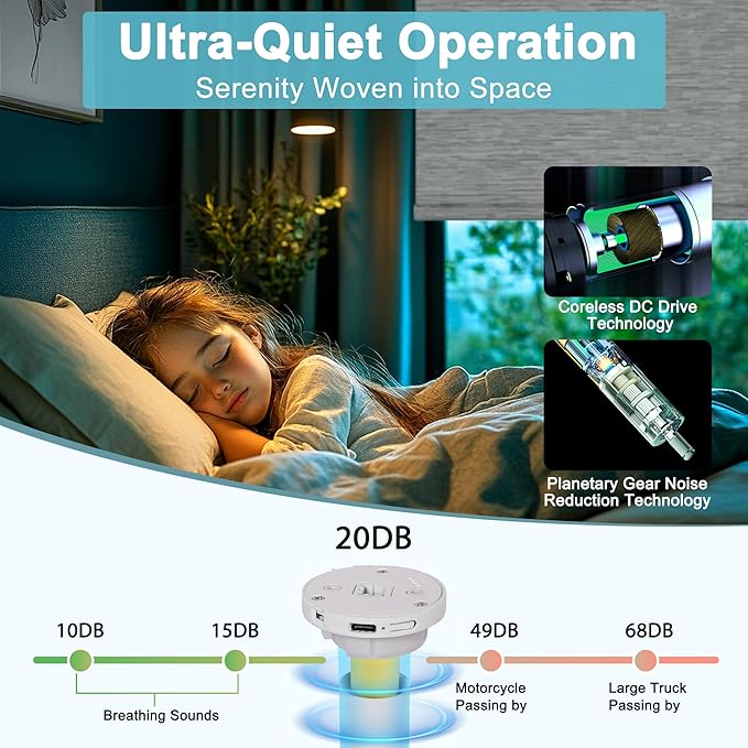 BERISSA Smart Motorized Blinds with Remote,No Drill Automatic Roller Blinds for Indoor Windows,Blackout Linen Fabric,Electric Shades for Windows Home Office,Maze Grey,Custom Size