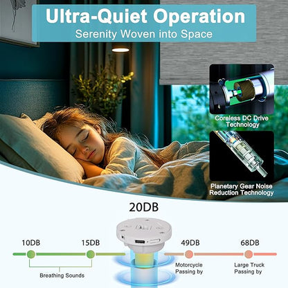 BERISSA Smart Motorized Blinds with Remote,No Drill Automatic Roller Blinds for Indoor Windows,Blackout Linen Fabric,Electric Shades for Windows Home Office,Maze Grey,Custom Size