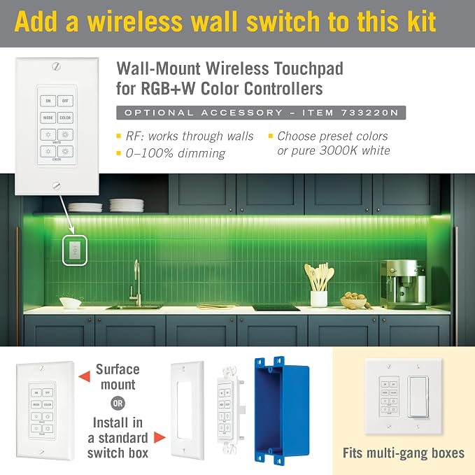 Armacost Lighting 423500 RibbonFlex Home 16ft. RGB+W Smart LED Tape Light Kit, Multi-Color and White