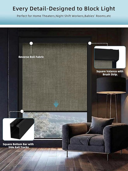 SmartWings Motorized Smart Blinds with Remote, Custom Automatic 100% Blackout Roller Shade Compatible with Alexa/Homekit/Google, Electric Smart Blinds for Indoor Windows, Vigor Sage