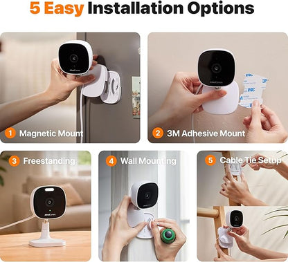AlfredCam Plus 2 Smart Home Security Camera 2.5K, WiFi 2.4 & 5GHz, Indoor/Outdoor, IP65 Waterproof, LED Spotlight, Two-Way Audio, Color Night Vision, Baby/Pet Cam, App Powered (100M+ downloads)