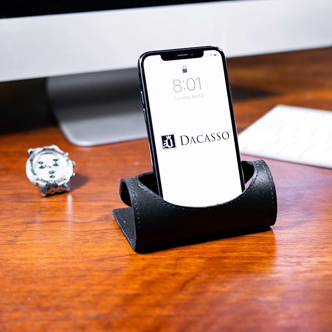Dacasso Black Leather Foldable Cell Phone Holder
