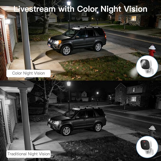 VIMTAG Security Camera Outdoor Indoor, 2.5K Cameras for Home Security Pet/Dog, Color Night Vision, Baby Monitor, Motion Activated Spotlight/Siren, IP66,2-Way Audio, Cloud/512G TF Card Storage,Plug-in