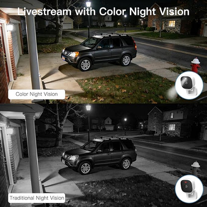 VIMTAG 4MP Security Camera, 2.4G/5G Outdoor Indoor Cameras for Home Security with Color Night Vision, Motion Activated Spotlight/Siren, IP66,2-Way Audio, Support Cloud/Card(not Include), Wired, 4Pack