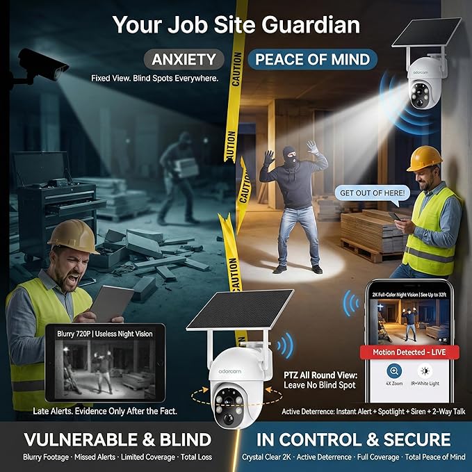 Wireless Surveillance Camera for Outdoor: US-Wide 4G Coverage No WiFi Needed Non-Stop Solar Power - 5-Min Setup All Weather Guardian for Rural Farm Ranch Barn Job Site Cabin RV