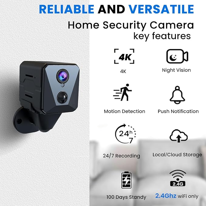 Hidden Camera | Spy camera, Improved 2K WiFi Mini Camera, Real-Time View,100 Days Battery Life, Cloud & SD Storage, Clear Night Vision, AI Motion Detection, Security Wireless Camera Nanny Cam