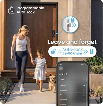 Lockly Secure Pro Smart Lock with Built-in Wi-Fi, Fingerprint Door Lock, Keyless Entry Digital Door Lock with PIN Genie Keypad (Matte Black)