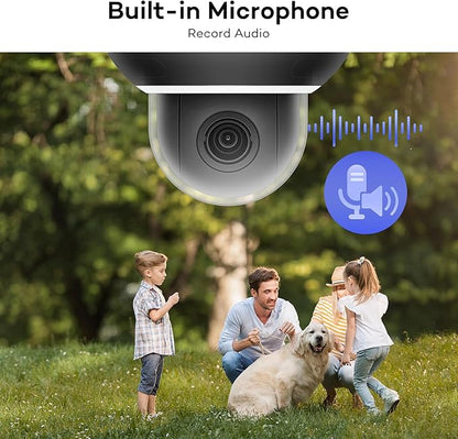 ONWOTE PTZ PoE IP Security Camera, 350° Pan 87° Tilt 5X Optical Zoom 4K 8MP, 2 Way Audio, 2.7-13.5mm Motorized Lens, AI Human Vehicle Detection, 60ft-100ft IR, Outdoor Dome with Audio