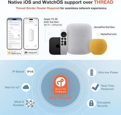 Airversa Smart HomeKit Button Controller, 3-Button Smart Switch, Works with Apple Home over Thread (Home Hub Needed), HomeKit Trigger, Apple Home Ecosystem Exclusive QliQ AC1 White-1 Pack